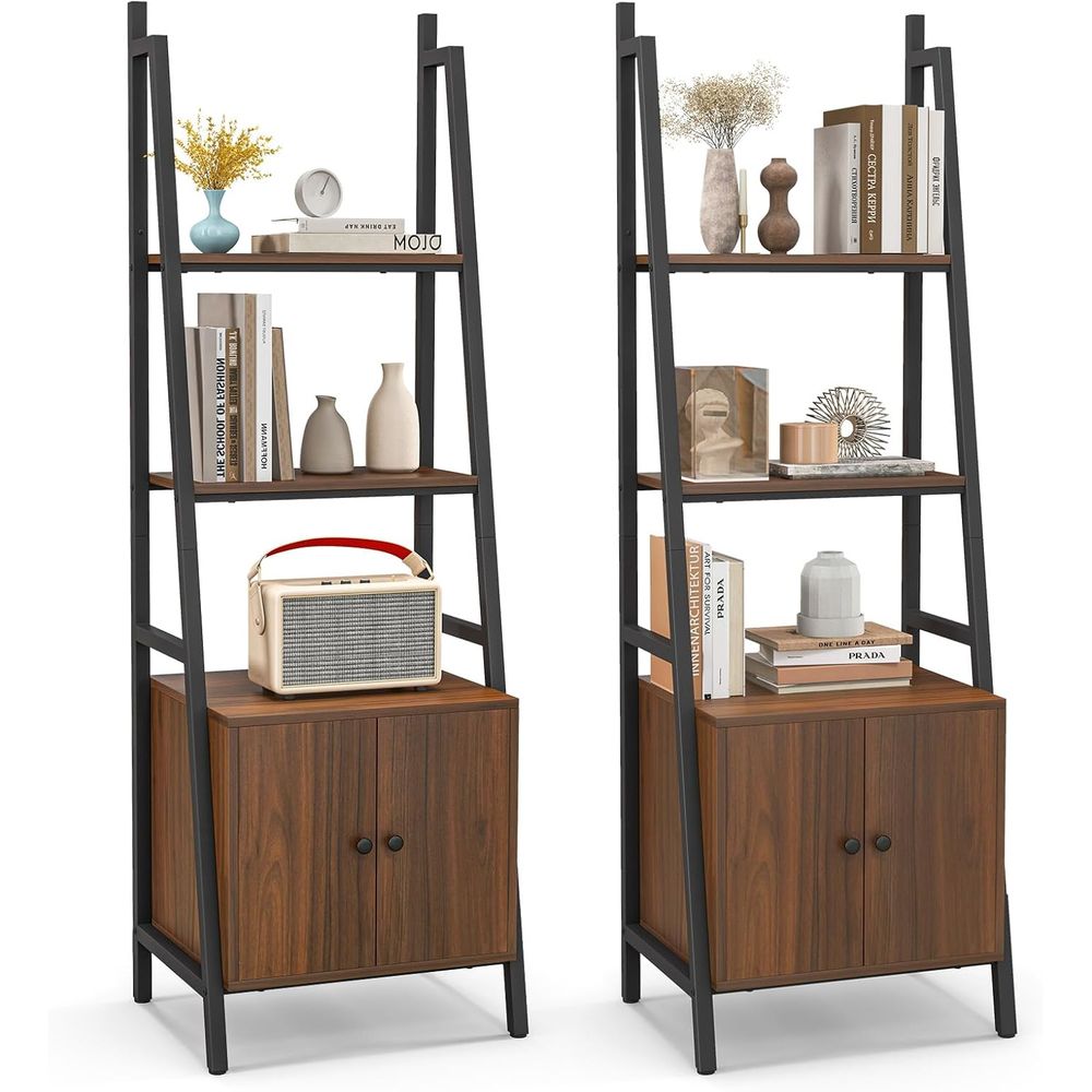 Storage & Organization - ชั้นวางของแบบบันได 4 ชั้นพร้อมตู้เก็บของ ความสูง 63 นิ้ว