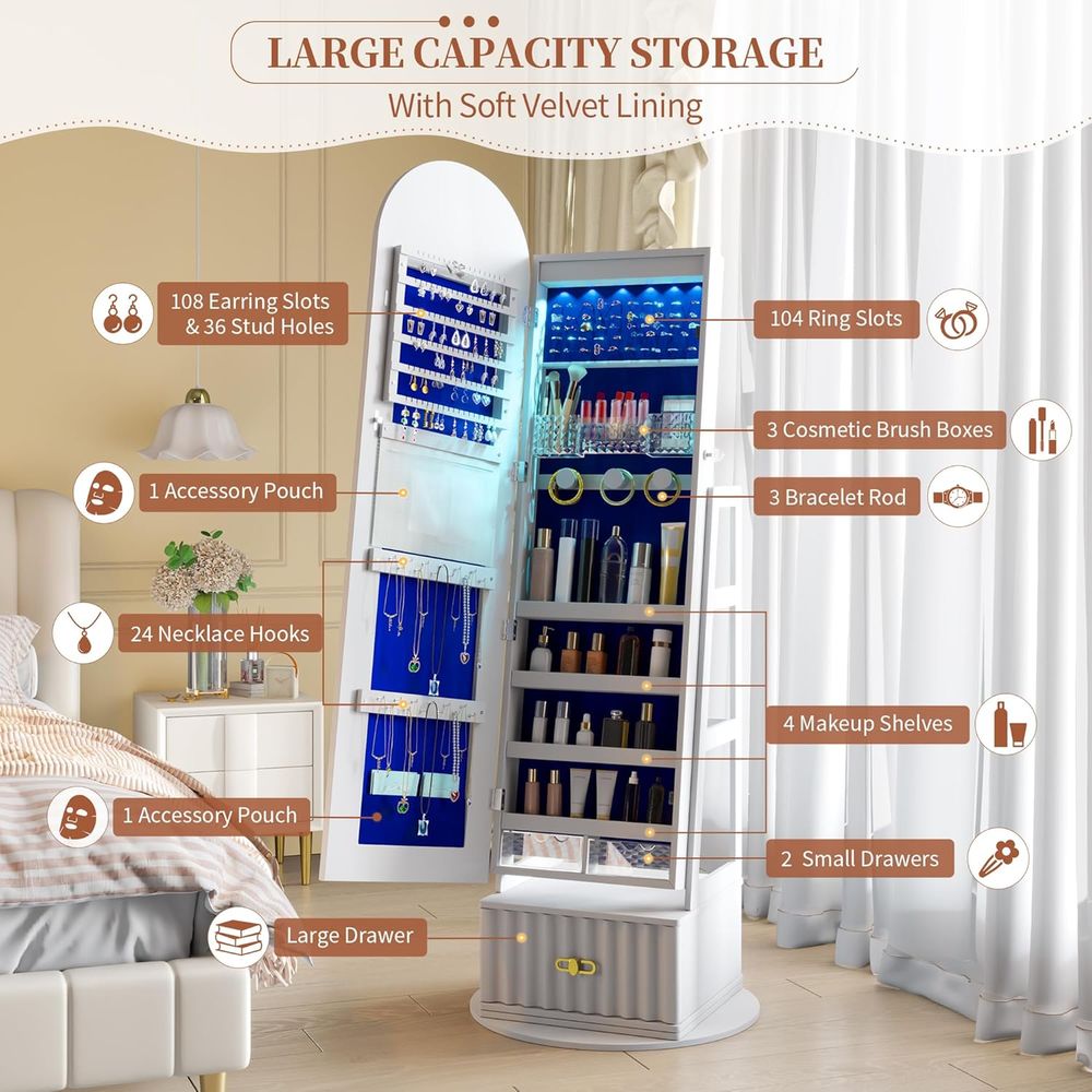 ตู้กระจกยาว 63 นิ้วพร้อมที่เก็ - Storage & Organization บทวิจารณ์และราคา