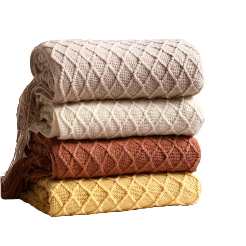 ผ้าห่มถักลายเพชรจาก Textile Ci - Boho Throw Blanket Fringe บทวิจารณ์และราคา